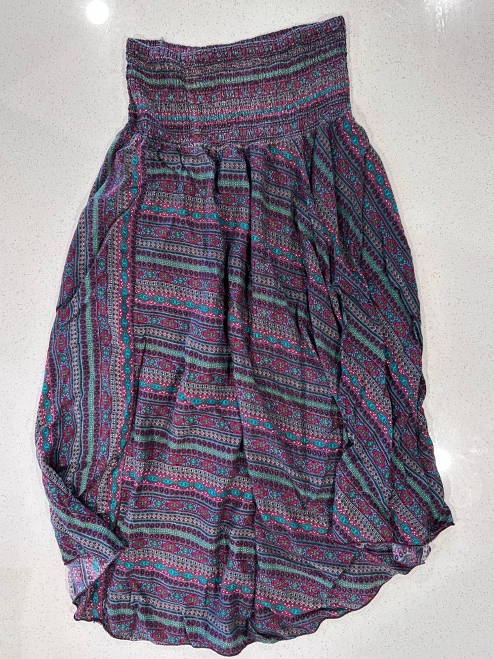 Boho Printed Smocked Skirt